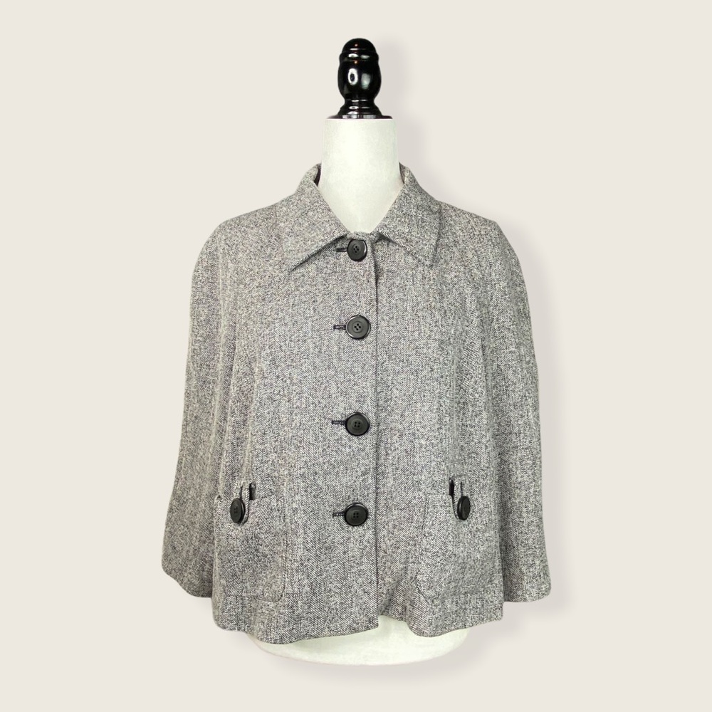 NWT Newport News Cape Style Retro Tweed Blazer 10
